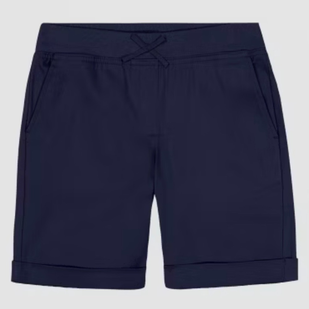 IZOD Big Girls 8 Stretch Pull-On Navy Bermuda Cotton Knit & Pockets Shorts   NWT